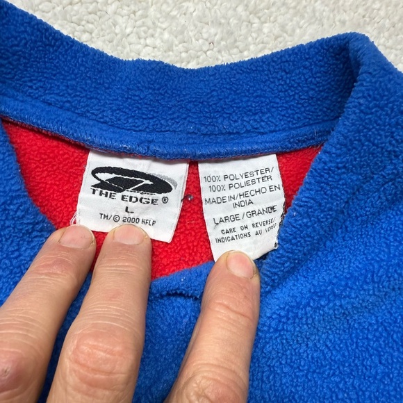 Vintage The edge 2000 NFL New England Patriots Blue V-Neck fleece top size Lg - Picture 3 of 7